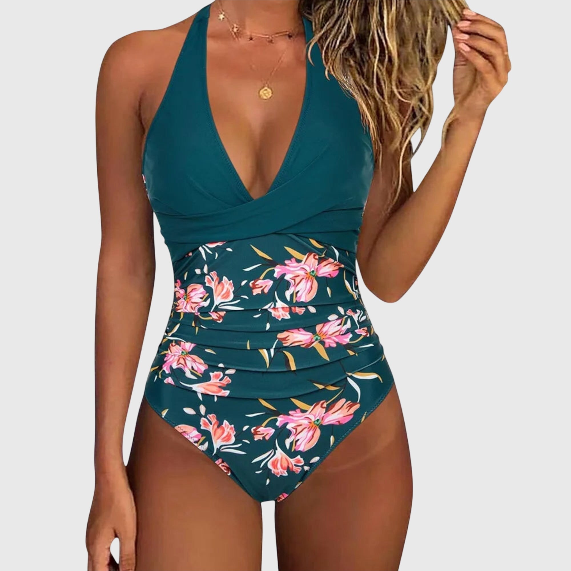 Émilie | Chic V-Neck One-Piece Swimsuit