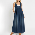 Capucine | Vintage Washed Denim Maxi Dress
