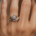 Carla – Vintage Asymmetrical Ring in Gold and Silver Adorned with Zircons – view 4