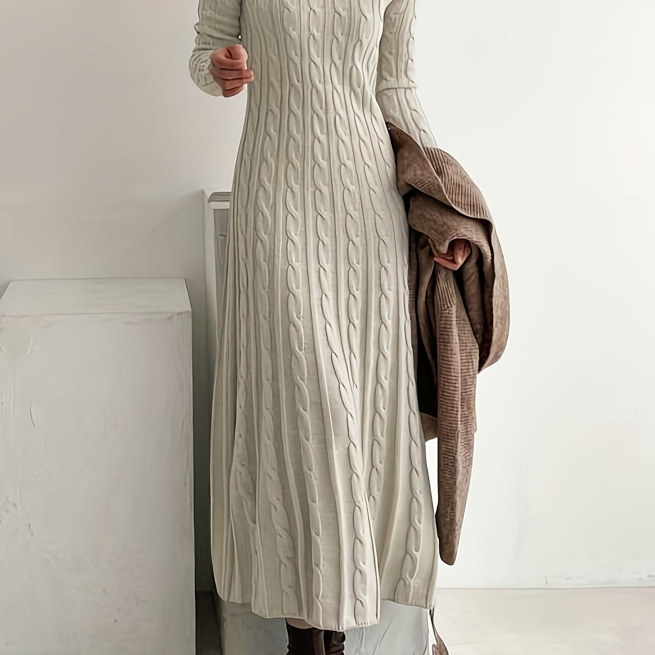 Sarah | Comfortable Cable Knit Maxi Dress