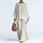Cristina | Two-Piece Long Sleeve Set with Wide Leg Trousers