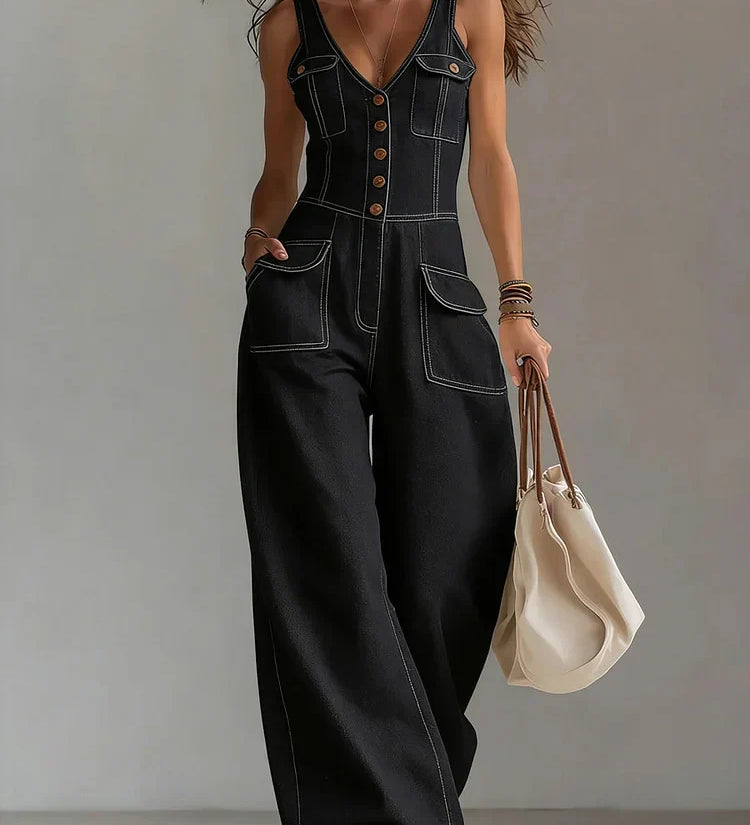 Octavie | Loose Denim Jumpsuit