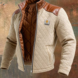 Filip | Beige Puffer Jacket Featuring Leather Details
