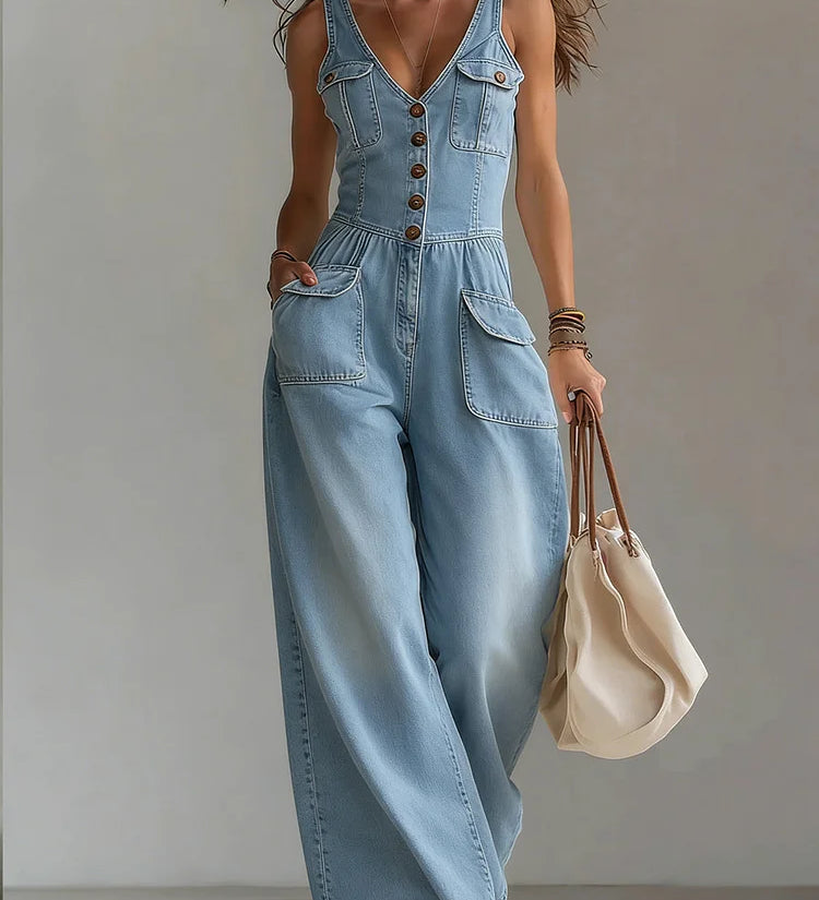 Octavie | Loose Denim Jumpsuit