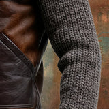 DOMINIK | Leather Jacket Featuring Mesh Accents and Cozy Sherpa Lining