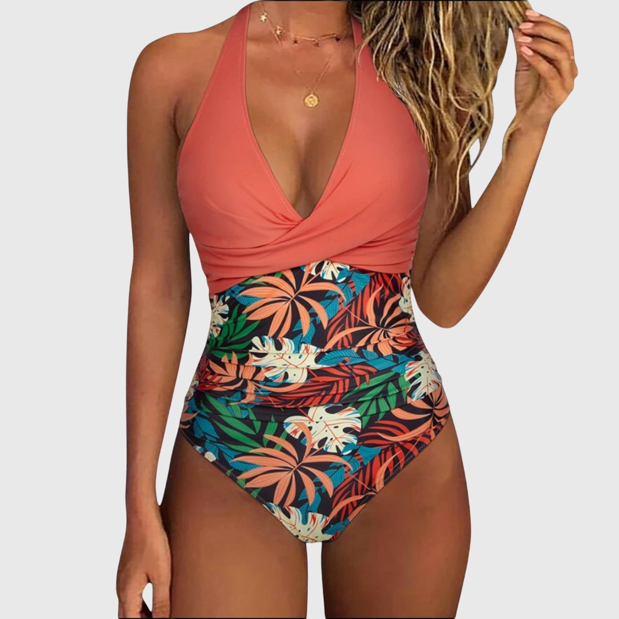 Émilie | Chic V-Neck One-Piece Swimsuit