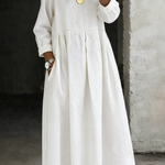 Elise | Long Denim Dress with Round Neck and Long Sleeves – view 3