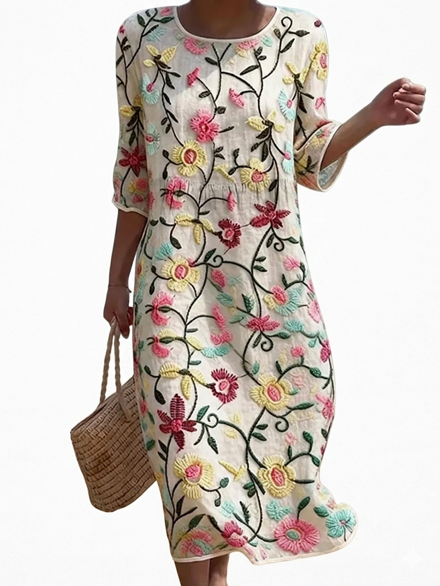 Élise - Women's Summer Dress with Floral Patterns.
