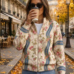 Fainche climbing rose stripe zip cardigan for women | Ellie Dublin