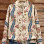 Fainche climbing rose stripe zip cardigan for women | Ellie Dublin