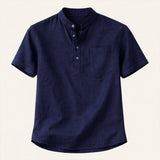The Ashbrook Ridge Men’s Soft Cotton Linen Henley Shirt