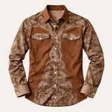 The Brookcrest Men’s Two-Tone Patchwork Western Retro Denim Shirt