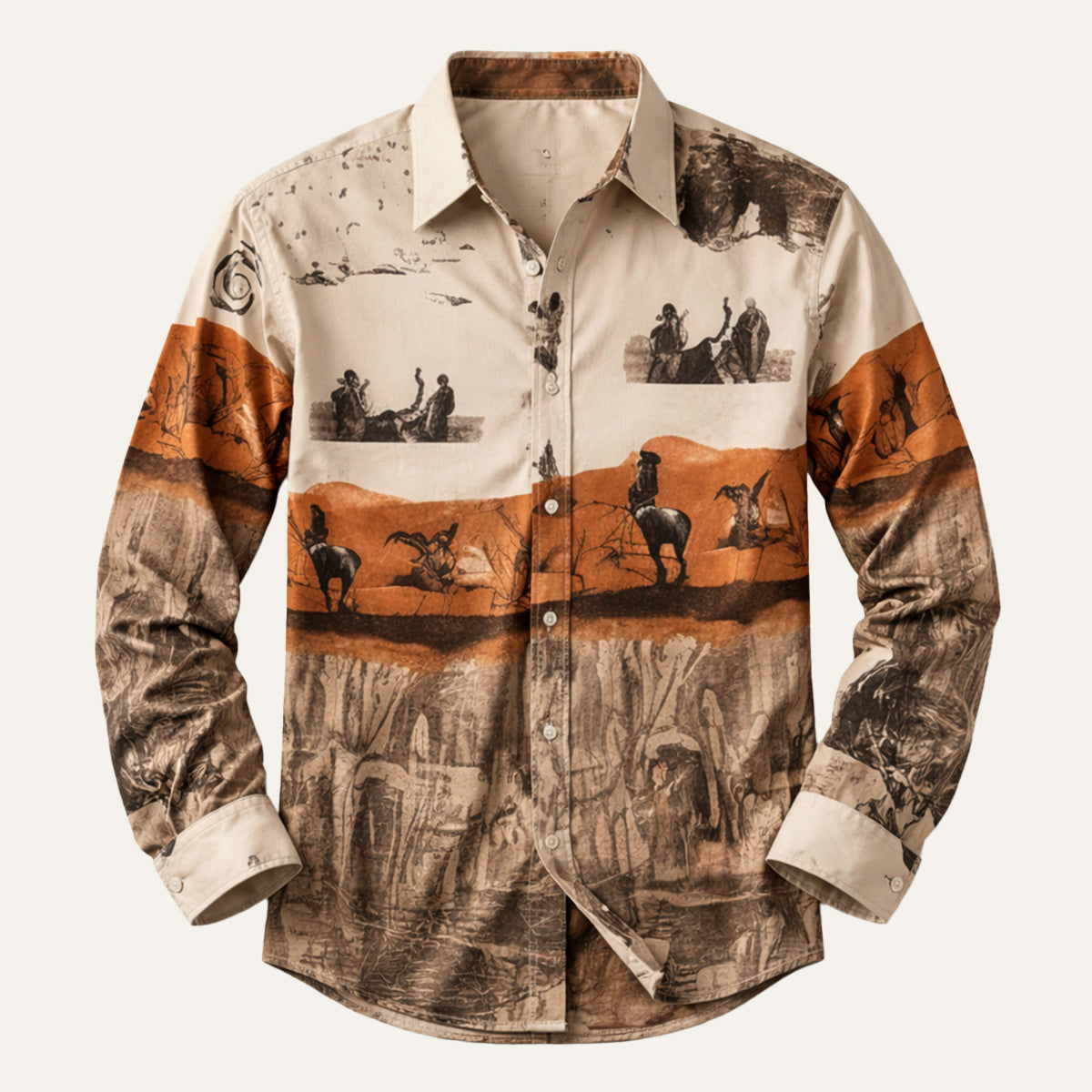 The Linfield Men’s Two-Tone Patchwork Western Trendy Denim Shirt