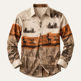 The Linfield Men’s Two-Tone Patchwork Western Trendy Denim Shirt