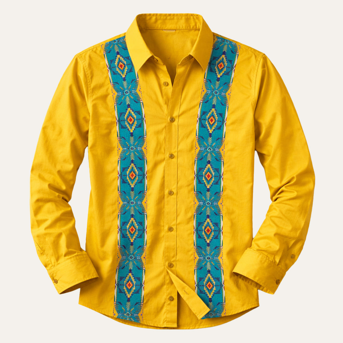 The Linfield Men’s Two-Tone Patchwork Western Trendy Denim Shirt