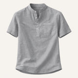 The Hillgate Men’s Casual Cotton Linen Henley Shirt