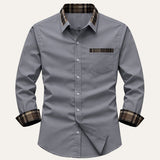 The Amelia Men’s Casual Button Up Dress with Plaid Collar & Cuffs