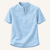 The Hillgate Men’s Casual Cotton Linen Henley Shirt