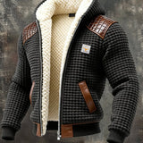 Textured Jacket with Embossed Leather Details in Tin