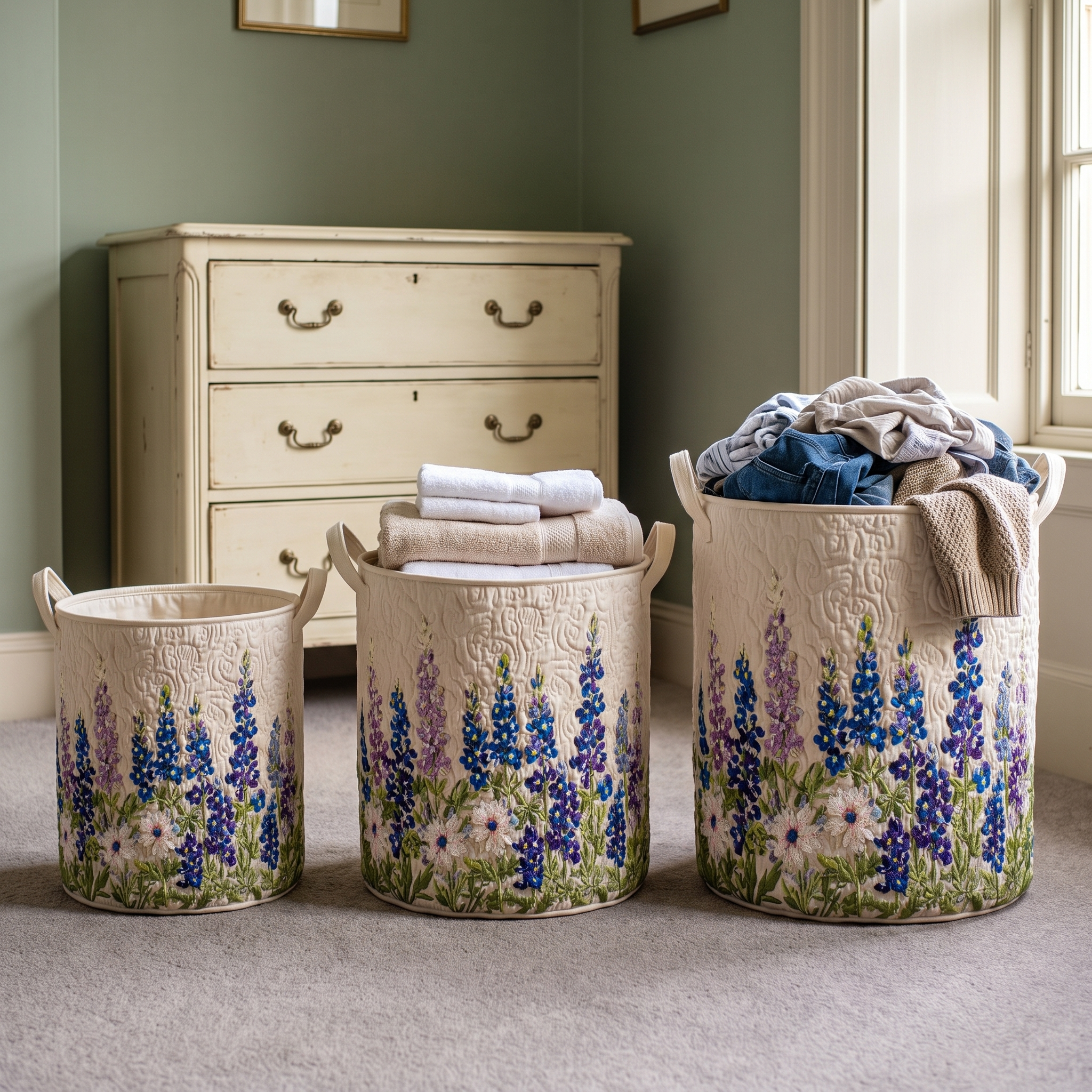 Fillia wildflower state magic quilted laundry basket by Ellie Dublin, view 2