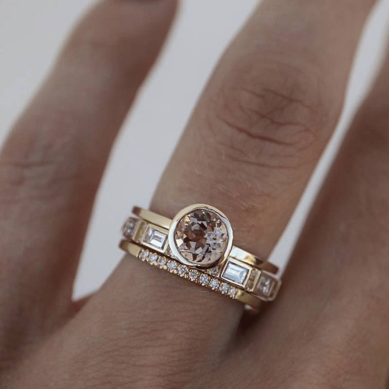 Hopp - Set of Crystal-Infused Gold Rings