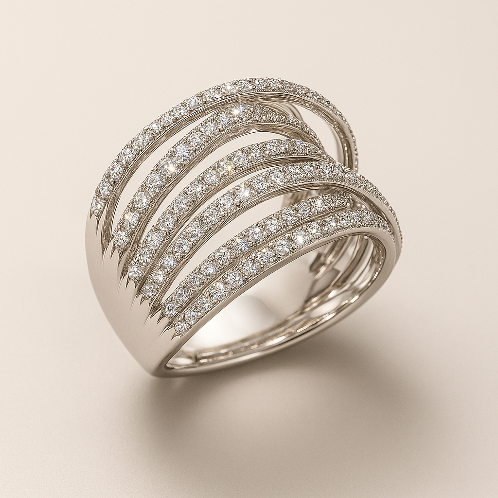 Retro Silver Stacked Zirconia Ring