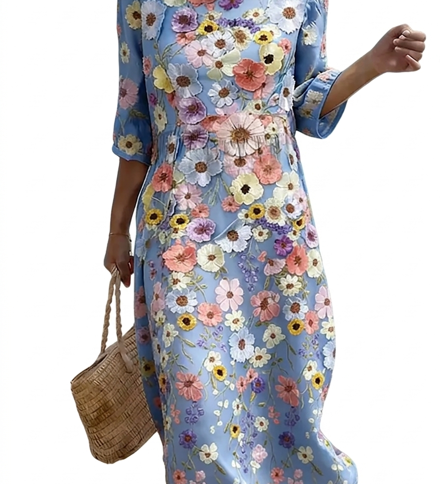 Inès - Casual women's dress with floral pattern.