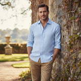 The Carlisle Men’s Breathable Relaxed Fit Cotton Linen Shirt