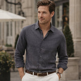 The Cedar Ridge Hill Men’s Trendy Loose Fit Linen Button-Up Shirt