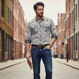 The Fairbrook Men’s Light Grey Vintage Tie Dye Denim Shirt