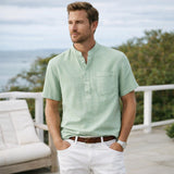 The Ashbrook Ridge Men’s Soft Cotton Linen Henley Shirt