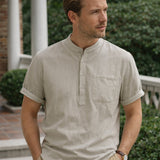 The Inverness Men’s Soft Cotton Linen Henley Shirt