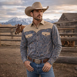 The Huntley Men’s Two Tone Patchwork Western Soft Denim Shirt