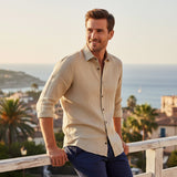 The Zurich Vintage Long Sleeve Linen Shirt for Men