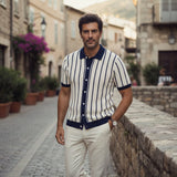 The Belgravia Men’s Smart Casual Striped Knit Polo Shirt