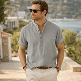 The Regent Men’s Summer Cotton Linen Henley Shirt