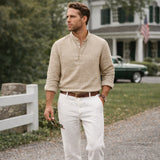 The Ridgebrook Park Men's Breathable Linen Summer Casual Button-Up Shirt