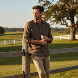 The Knightsbridge Men’s Lightweight Stand Collar Cotton Linen Shirt