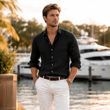 The Timbercrest Hill Men’s Cotton Linen Soft Beach Shirt