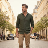 The Pinecrest Fall Men’s Casual Lightweight Linen Blend Button Down Shirt