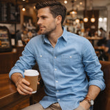 The Crestfall Ridge Men’s Slim Fit Denim Shirt with Double Pockets