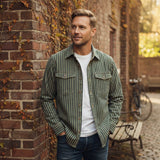 The Willowfall Men’s Nostalgic Casual Vertical Stripe Denim Shirt