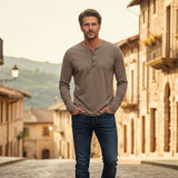 The Berkshire Men’s Casual Button Neck Henley Cotton T-Shirt