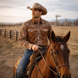 The Brookcrest Men’s Two-Tone Patchwork Western Retro Denim Shirt