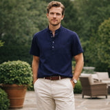 The Ashbrook Ridge Men’s Soft Cotton Linen Henley Shirt