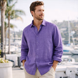 The Kensington Men’s Lightweight Loose Fit Linen Button-Up Shirt