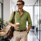The Oakridge Park Men’s Cotton Linen Lightweight Beach Shirt
