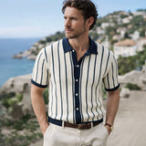 The Belgravia Men’s Smart Casual Striped Knit Polo Shirt