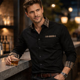 The Amelia Men’s Casual Button Up Dress with Plaid Collar & Cuffs