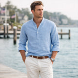 The Ridgebrook Park Men's Breathable Linen Summer Casual Button-Up Shirt